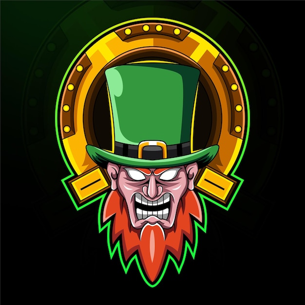 Leprechaun head esport mascot logo