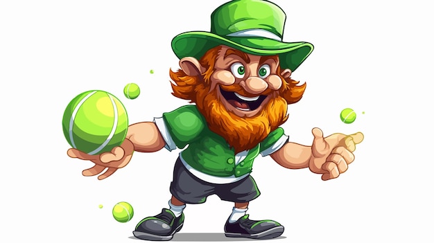 Leprechaun Holding Tennis Ball Sports Mascot Image