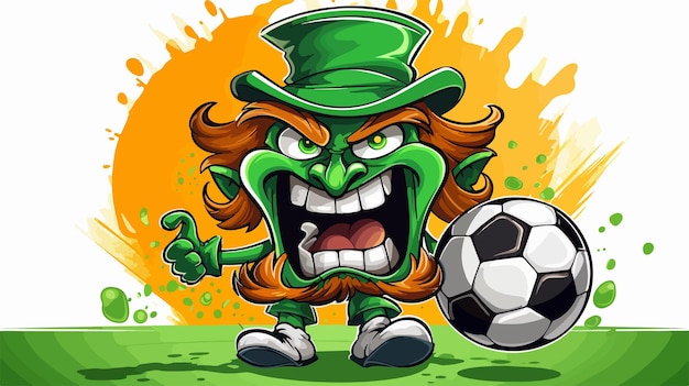 Leprechaun Soccer Football Sports Mascot Holding Ball