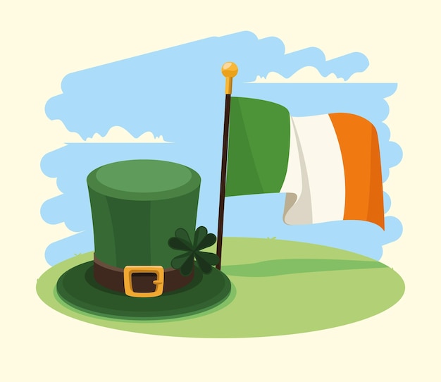 Leprechaun tophat with ireland flag