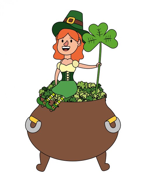 leprechaun with pot of clovers