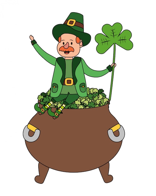 leprechaun with pot of clovers