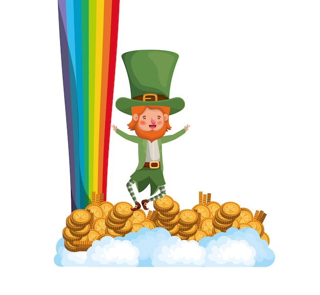 Vector leprechaun with rainbow avatar character