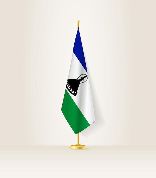 Lesotho flag on a flag stand