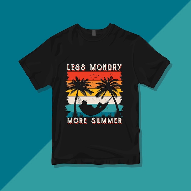 Less Monday more summer, Premium vector, Summer Vintage T-shirt Design