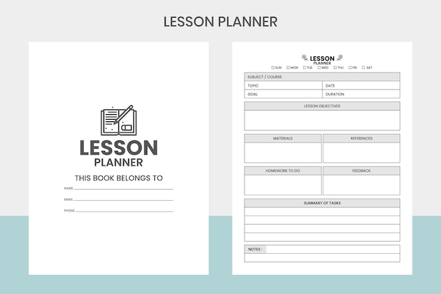 Vector lesson planner kdp interior