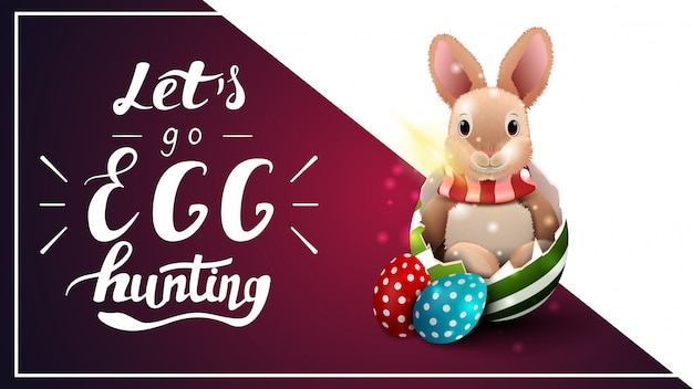 Let's go egg hunting, postcard template with lettering