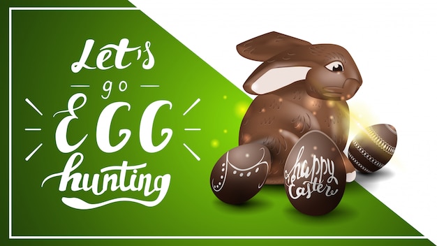 Let's go egg hunting, postcard template with lettering