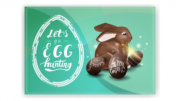 Let's go egg hunting, purple postcard template