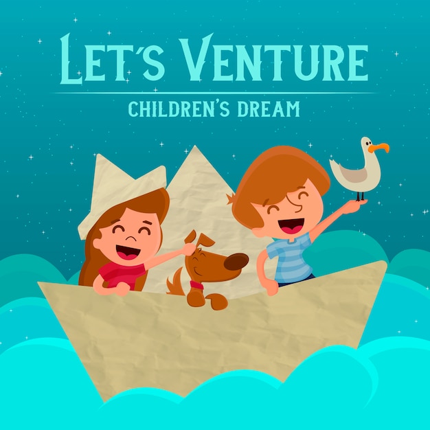 Let's venture - Children's dream illustration