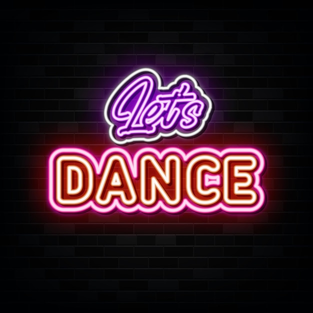 lets dance neon sign design element light banner