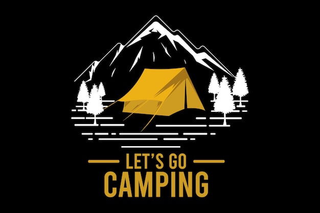 Lets Go Camping Hand Drawn Design Illustration