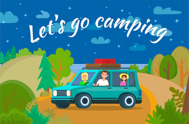 Lets Go Camping Horizontal Banner