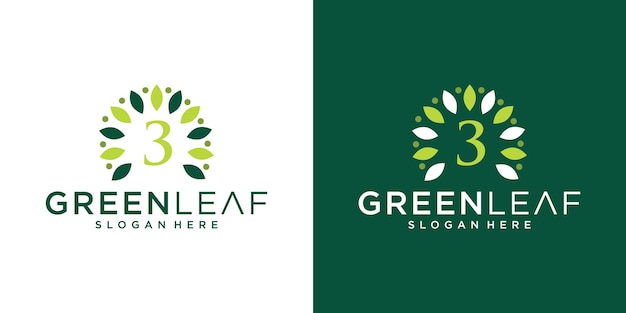 Letter 3 leaf logo design