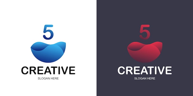 Letter 5 Water Logo Design