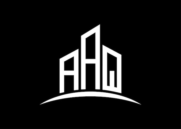 Letter AAQ building vector monogram logo design template Building Shape AAQ logo