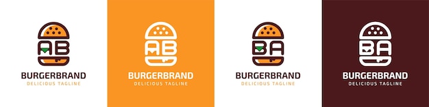 Letter AB and BA Burger Logo suitable for any business related to burger with AB or BA initials