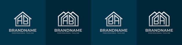 Vector letter ab and ba home logo set suitable for any business related to house real estate construction interior with ab or ba initials