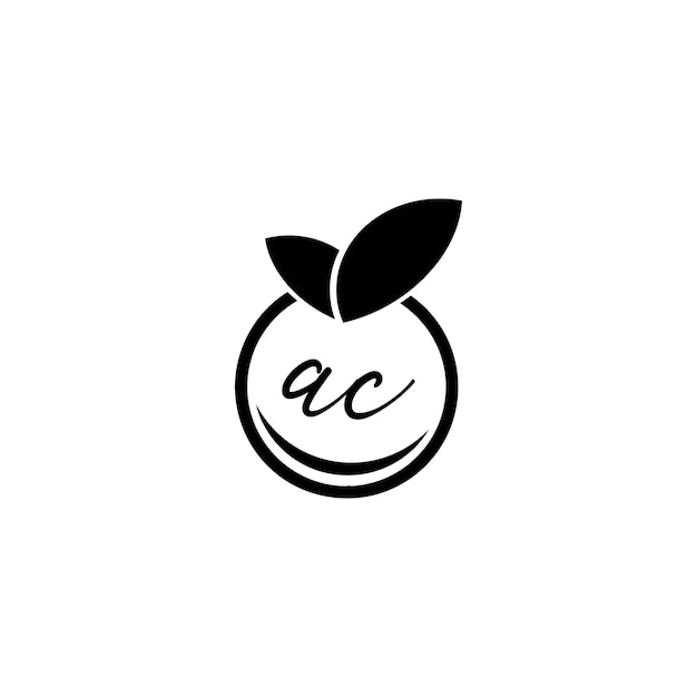 Letter AC orange fruit icon vector simple and modern logo