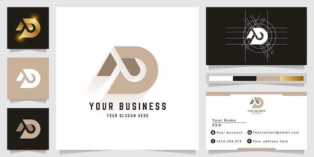 Letter AD or ND monogram logo with business card design