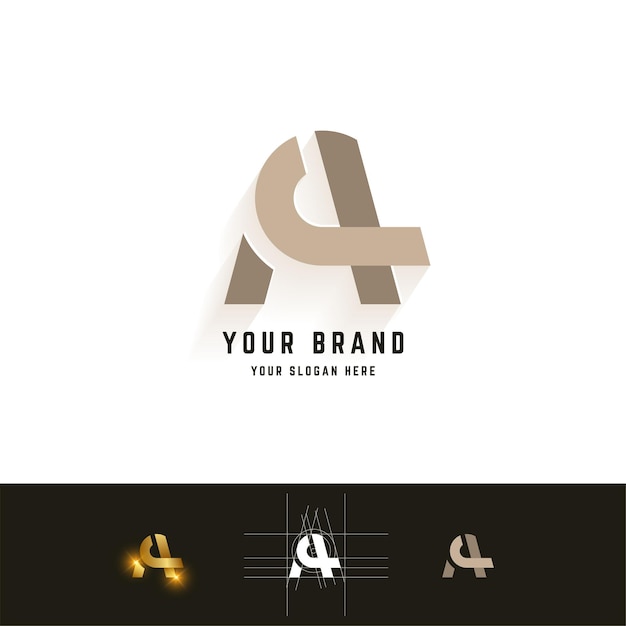 Letter A or Ae monogram logo with grid method design