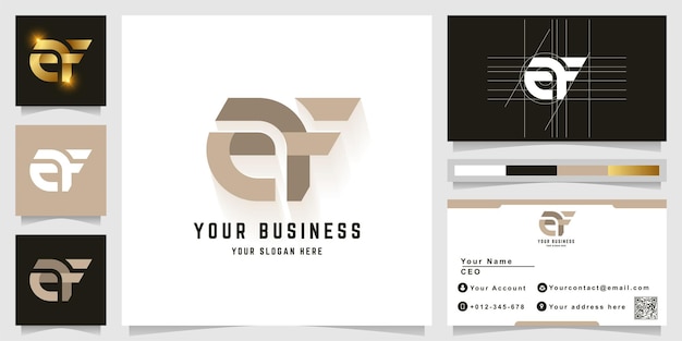 Letter af or ef monogram logo with business card design