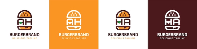 Letter AH and HA Burger Logo suitable for any business related to burger with AH or HA initials