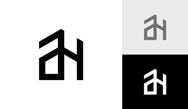 Letter AH initial monogram with building shape logo design vector