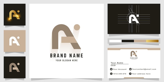 Letter Ai or Ni monogram logo with business card design