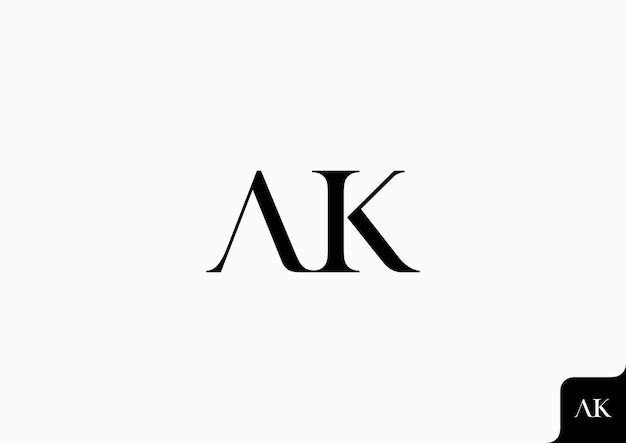 Letter AK icon logo flat minimalist colorful black and white