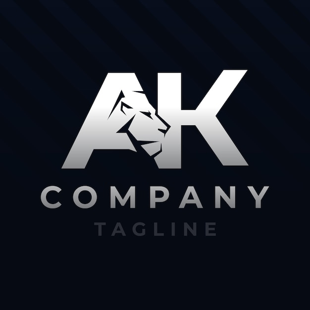 Letter AK Lion Head Initial Logo Design