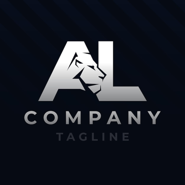 Letter AL Lion Head Initial Logo Design