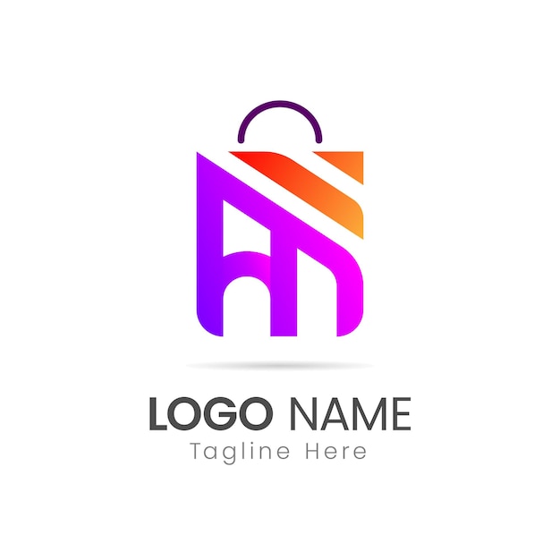 Letter AM Shopping Bag E-commerce Creative Logo Template