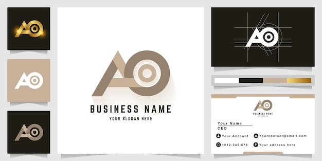 Letter AO or FO monogram logo with business card design