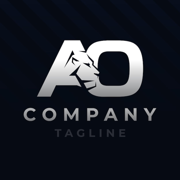 Letter AO Lion Head Initial Logo Design