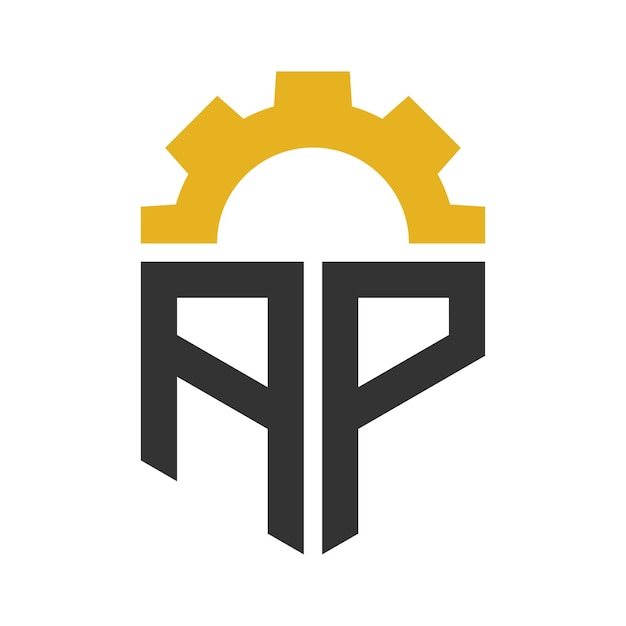 Letter AP Gear Logo Design for Service Center Repair Factory Industrial Digital and Mechanical Business