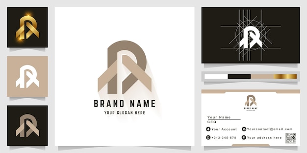 Letter AR or DR monogram logo with business card design