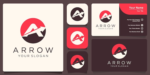 Letter A arrow logo icon design template elements.