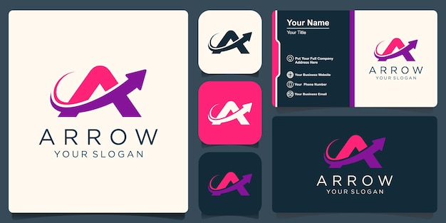 Letter A arrow logo icon design template elements.