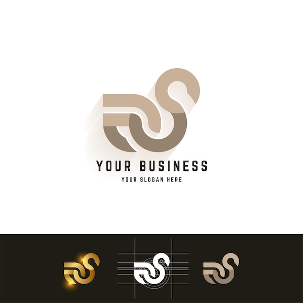 Letter aS or eS like swan monogram logo with grid method design