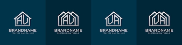 Letter AV and VA Home Logo Set Suitable for any business related to house real estate construction interior with AV or VA initials