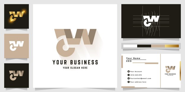 Letter aW or aN monogram logo with business card design