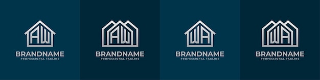 Letter AW and WA Home Logo Set Suitable for any business related to house real estate construction interior with AW or WA initials