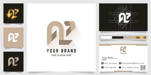 Letter AZ or Ae monogram logo with business card design