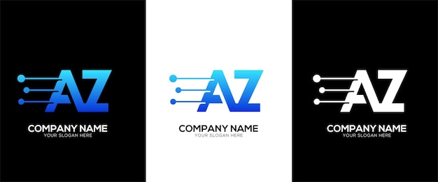 Vector letter az or za brand tech logo identity with line style minimal logo template