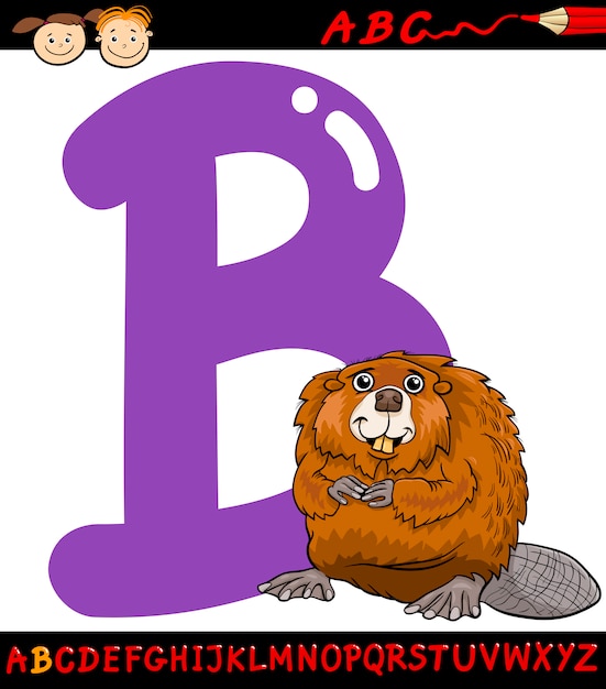 Letter b for beaver cartoon illustration