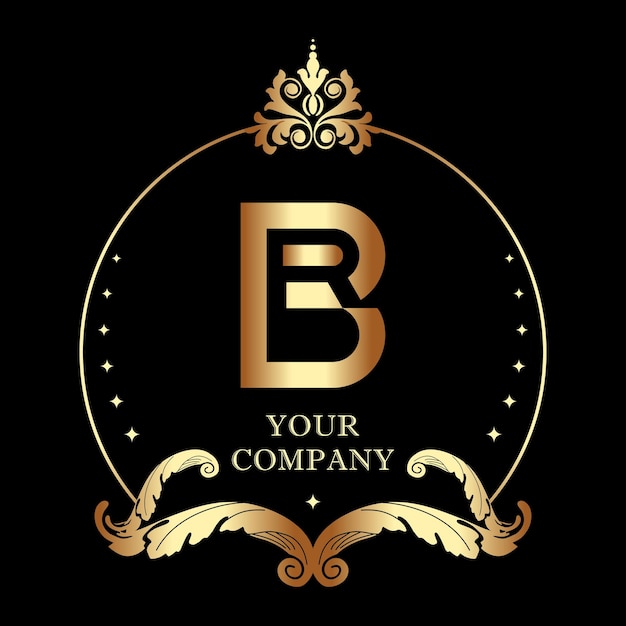 Letter B BR RB Monogram Style Modern Identity Luxury Frame Border Decoration Logo Template