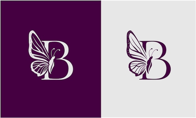 Letter B Butterfly Logo Concept For Luxury Beauty Spa and Fashion Symbol