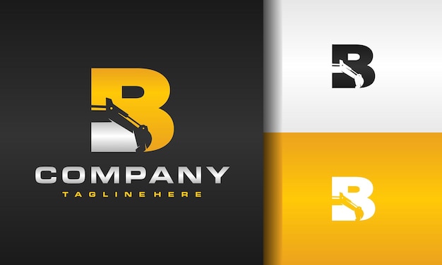 letter B excavator logo