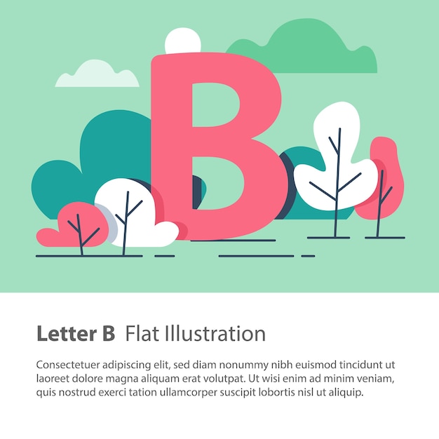 Letter B in floral background illustration